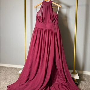 Mulberry Azazie Halter Neck Bridesmaid Maxi Dress